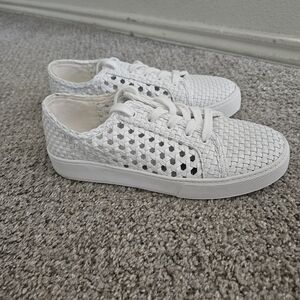 Women's White Woven Sneakers